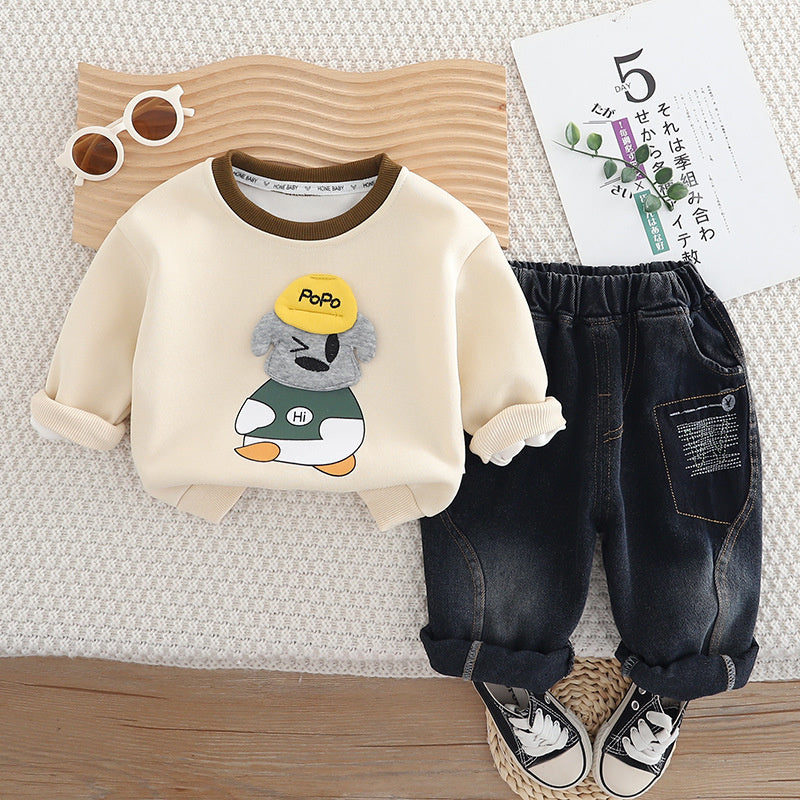 Boys' Outfit Hat Bear Set 2025 New Children's Clothing 0-4 Years Old 2 Baby Spring Autumn Clothes Toddler