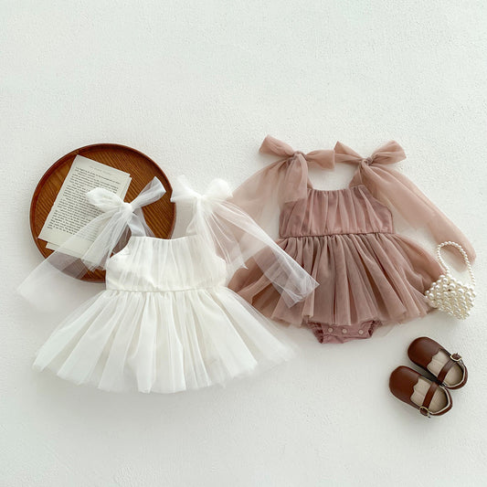 2026 Summer Hot-Selling Baby Girl Hundred-Day Princess Dress Infant Mesh Gown Outing Romper Cross-Border Style