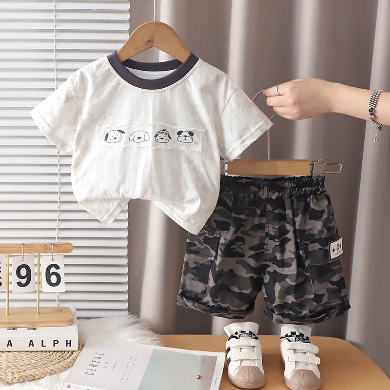 Boys' Suit 2026 New Cute Puppy Two-Piece Set Baby Short-Sleeve Thin Summer Clothes Trendy