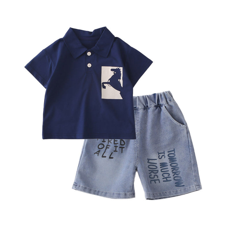 Boys' Short-Sleeve Suit 2026 New Korean Style Thin Summer Outfit for Young Boys Two-Piece Trendy Set