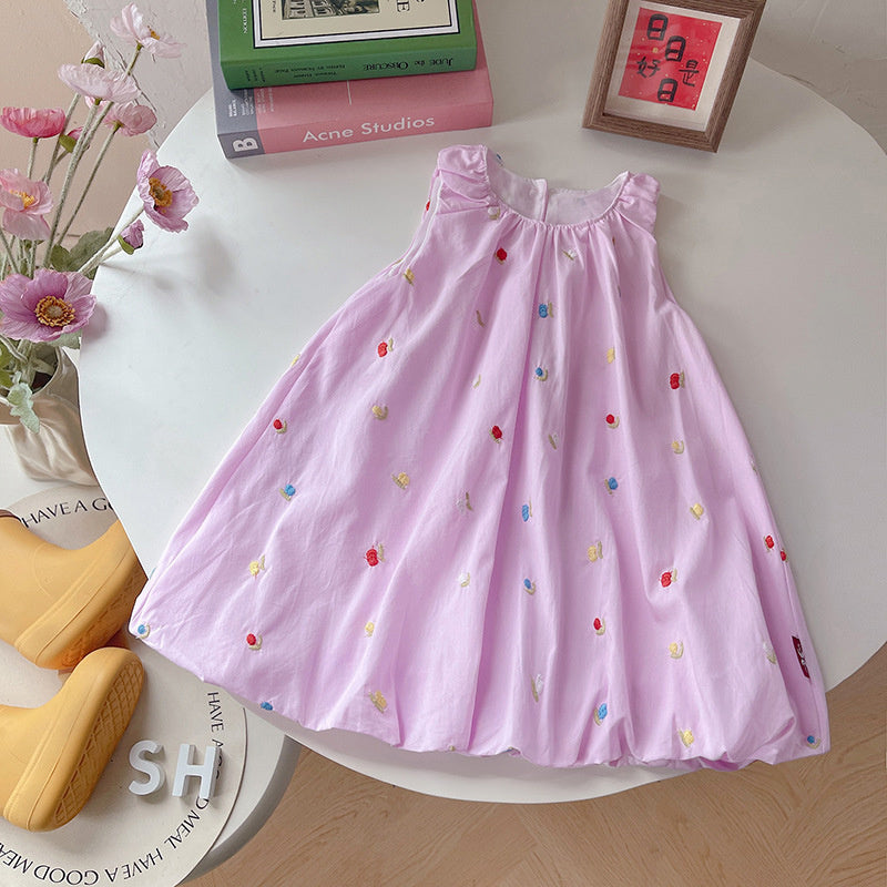 Girls' Embroidered Bud 2026 New Fashionable Baby Girl Princess Dress Infant Sleeveless Summer Outfit