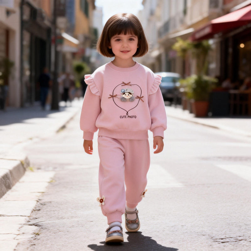Girls' Outfit 2026 New Fashionable Children's Stylish Baby Girl Spring and Autumn Cute Sweatshirt Two-Piece Set Wholesale