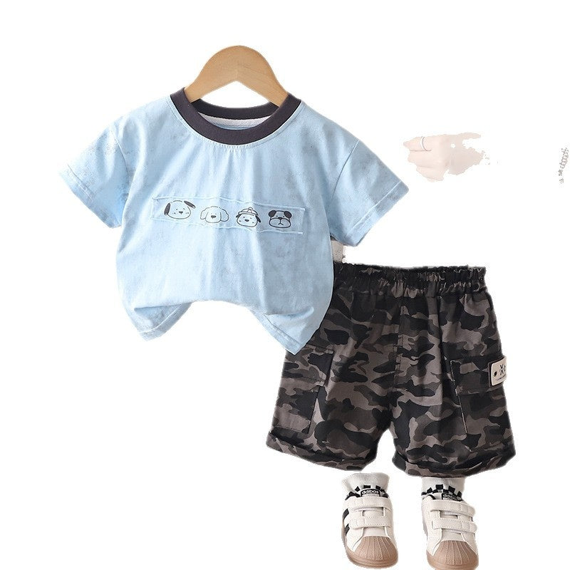 Boys' Suit 2026 New Cute Puppy Two-Piece Set Baby Short-Sleeve Thin Summer Clothes Trendy