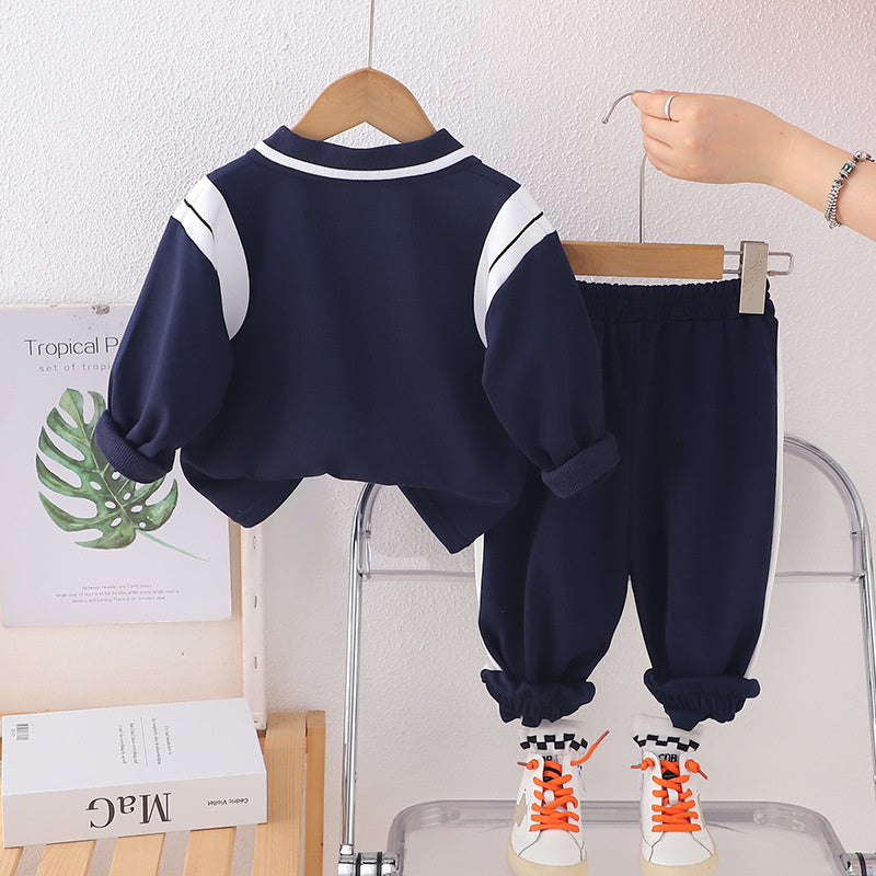New foreign trade style boys' spring and autumn casual outfit, stylish clothes 3-year-old boys, two-piece set spring, available for dropshipping
