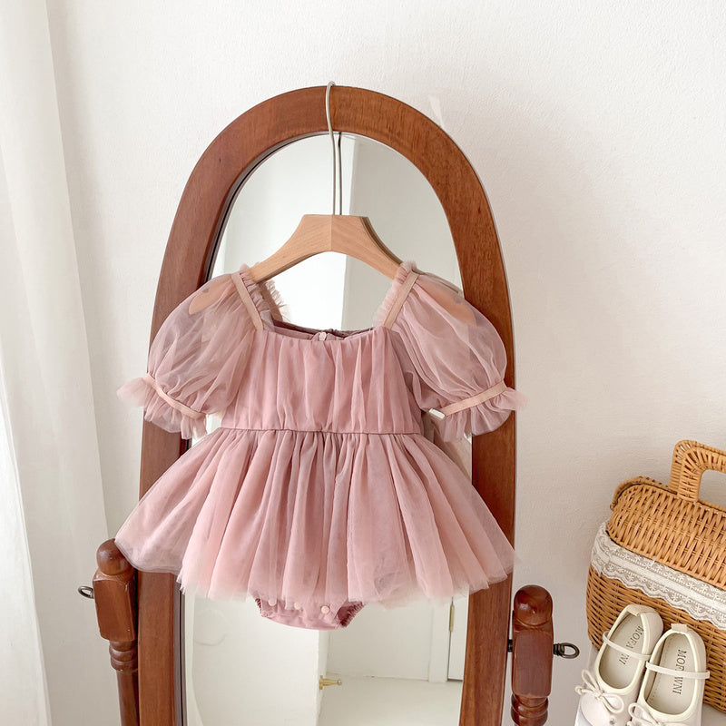 2026 Summer Hot-Selling Baby Girl Hundred-Day Princess Dress Infant Mesh Gown Outing Romper Cross-Border Style