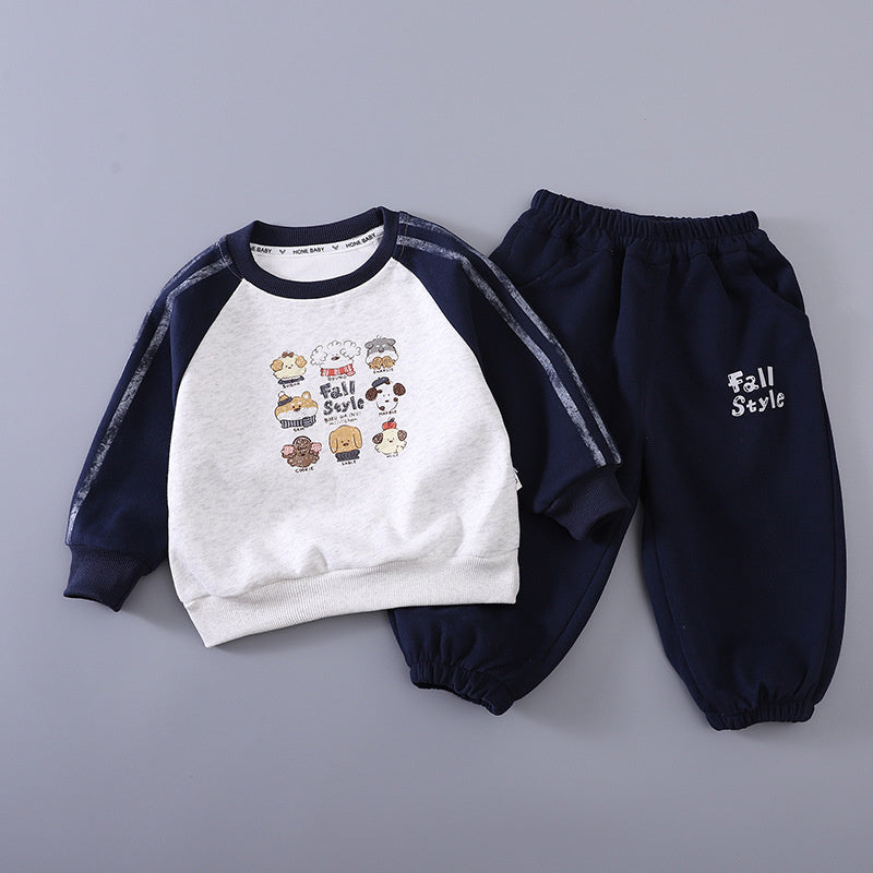 Boys' Long-Sleeve Puppy Sweatshirt 2026 New Baby Clothes Infant Children's Spring and Autumn Two-Piece Set Trendy for Kids