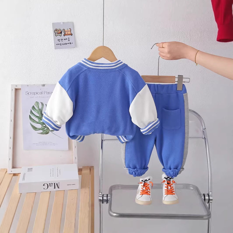 Boys' Baby 2026 New Fashionable Spring Autumn Baseball Outfit Boys, Casual Three-Piece Set for Toddlers and Young Boys